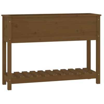 vidaXL Jardinera con estante madera maciza pino marrón 111,5x34,5x81cm