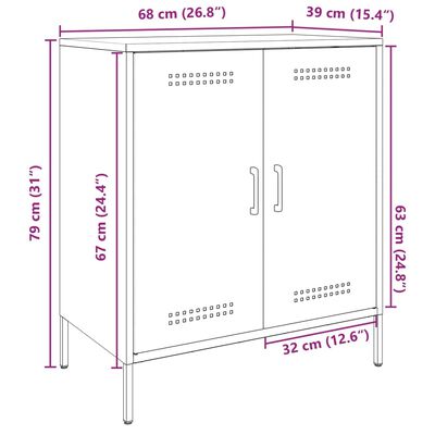 vidaXL Aparador de acero gris antracita 68x39x79 cm