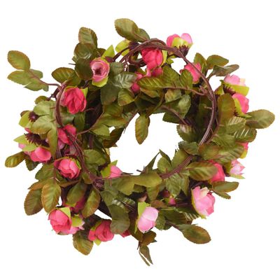 vidaXL Guirnaldas de flores de Navidad 6 uds rosa 215 cm