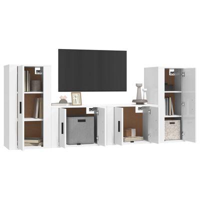 vidaXL Set de muebles de TV 4 pzas madera contrachapada blanco brillo