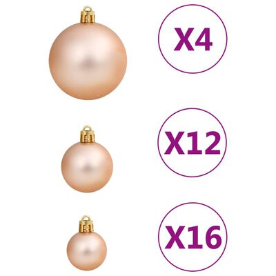 vidaXL Juego de bolas de Navidad 111 pzas poliestireno oro rosa