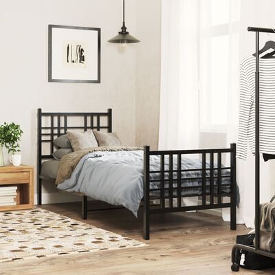 vidaXL Estructura cama sin colchón con estribo metal negro 75x190 cm