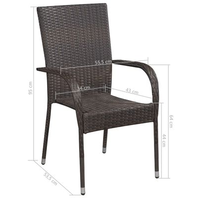 vidaXL Set de muebles de comedor de jardín 9 piezas de ratán marrón