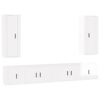 vidaXL Set de muebles de TV 6 pzas madera contrachapada blanco brillo