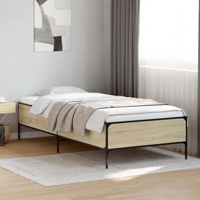 vidaXL Estructura cama madera ingeniería metal roble Sonoma 90x200 cm