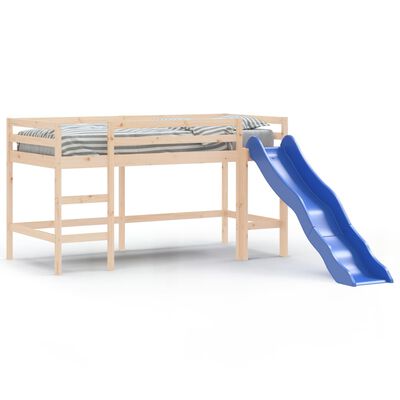 vidaXL Cama alta para niños tobogán madera maciza pino negro 90x190 cm