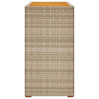 vidaXL Mesa auxiliar jardín tapa madera ratán PE beige 100x40x75 cm