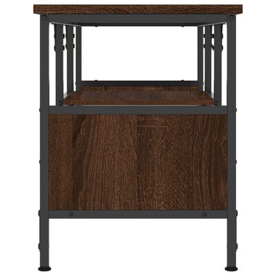 vidaXL Mueble TV hierro madera contrachapada roble marrón 100x35x45 cm