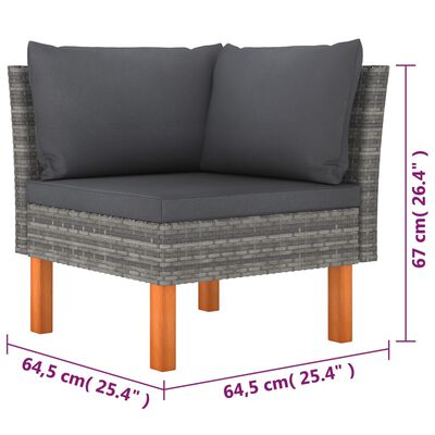 vidaXL Set de muebles de jardín 6 pzas y cojines ratán sintético gris