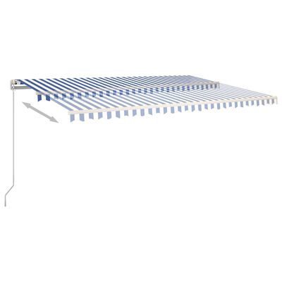 vidaXL Toldo automático con LED y sensor de viento azul y blanco 5x3 m