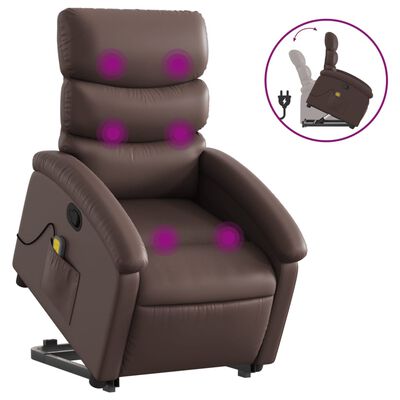 vidaXL Sillón reclinable de masaje de pie de cuero sintético marrón