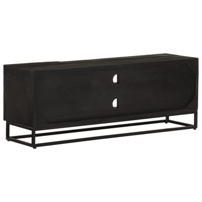 vidaXL Mueble de TV madera maciza de mango y hierro negro 110x30x40 cm