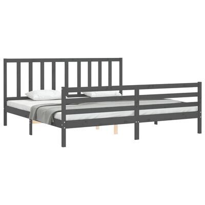 vidaXL Estructura de cama con cabecero madera maciza gris 200x200 cm