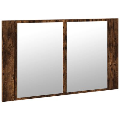 vidaXL Armario espejo de baño LED acrílico roble ahumado 80x12x45 cm