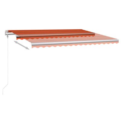 vidaXL Toldo retráctil manual con LED naranja y marrón 4x3,5 m