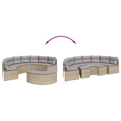 vidaXL Sofá de jardín semicircular 2 piezas ratán sintético beige