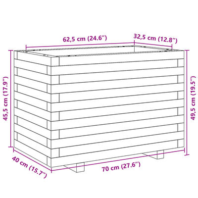 vidaXL Jardinera madera maciza de pino 70x40x49,5 cm