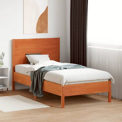 vidaXL Cabecero de cama madera maciza de pino marrón cera 100 cm