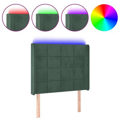 vidaXL Cabecero con LED de terciopelo verde oscuro 103x16x118/128 cm