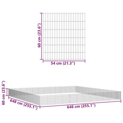 vidaXL Recinto corral animales 48 paneles hierro galvanizado 54x60 cm