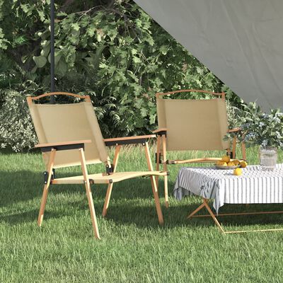 vidaXL Sillas de camping 2 uds tela Oxford beige 54x55x78 cm