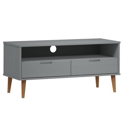 vidaXL Mueble de TV MOLDE madera maciza de pino gris 106x40x49 cm