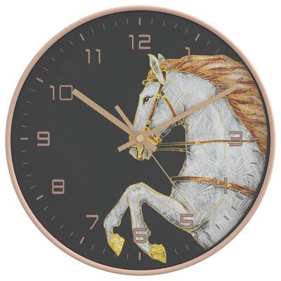 vidaXL Reloj de pared poliestireno y cristal dorado y blanco Ø29,5 cm