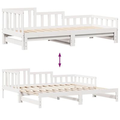 vidaXL Sofá cama nido con cajones madera maciza pino blanca 80x200 cm