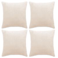 vidaXL Fundas de cojín de tela 40x40 cm blanco crudo 4 unidades