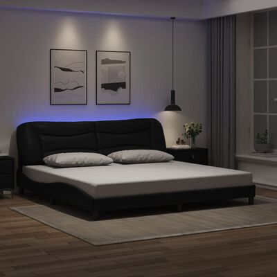 vidaXL Estructura cama con luces LED cuero sintético negro 200x200 cm