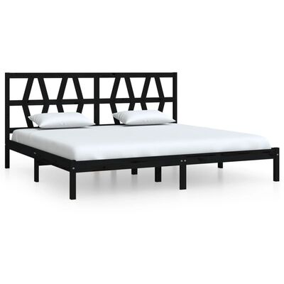 vidaXL Estructura de cama de madera maciza de pino negro 200x200 cm