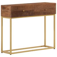 vidaXL Mesa consola madera maciza de mango y hierro 90x30x76 cm