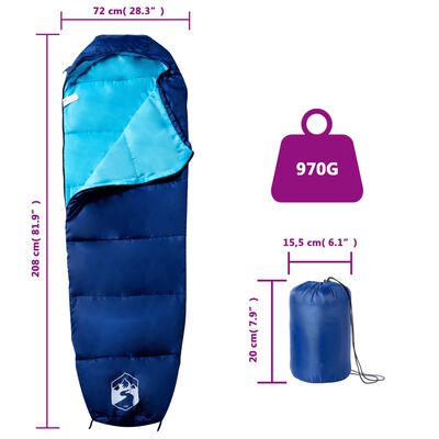 vidaXL Saco de dormir tipo momia de camping para adultos 3 estaciones