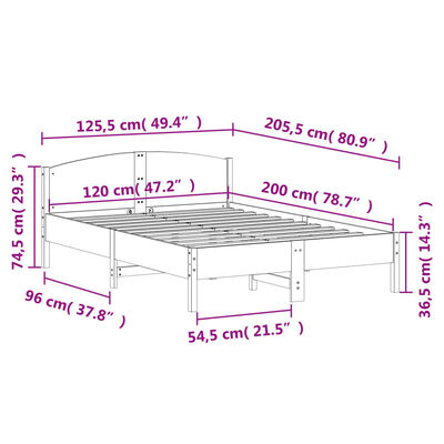 vidaXL Estructura de cama sin colchón madera de pino blanca 120x200 cm