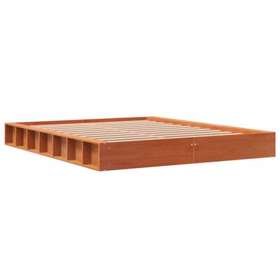 vidaXL Cama sin colchón madera maciza de pino marrón cera 160x200 cm