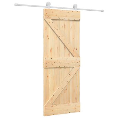 vidaXL Puerta corredera con herrajes madera maciza de pino 80x210 cm