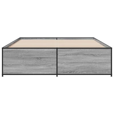 vidaXL Estructura cama madera ingeniería metal gris Sonoma 150x200 cm