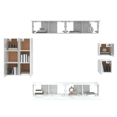 vidaXL Set de muebles de TV 8 pzas madera contrachapada blanco brillo