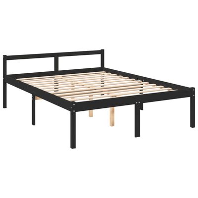 vidaXL Cama matrimonio personas mayores cabecero madera maciza negro