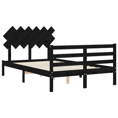 vidaXL Estructura de cama con cabecero madera maciza negro 120x200 cm