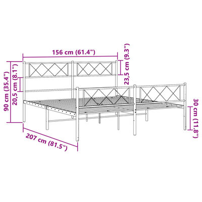 vidaXL Estructura cama sin colchón con estribo metal blanco 150x200 cm