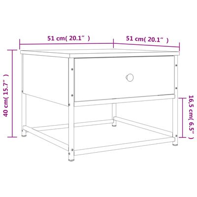 vidaXL Mesa de centro madera contrachapada gris Sonoma 51x51x40 cm