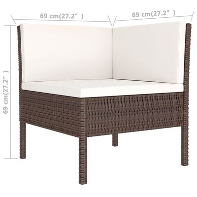 vidaXL Set muebles de jardín 9 piezas y cojines ratán sintético marrón