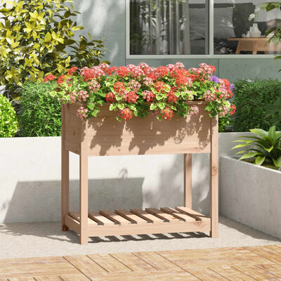 vidaXL Jardinera con estante de madera maciza de pino 82,5x54x81 cm