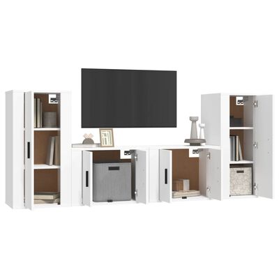 vidaXL Set de muebles para TV 4 piezas madera contrachapada blanco