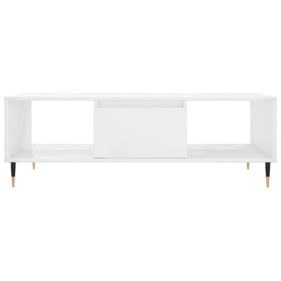 vidaXL Mesa de centro madera de ingeniería blanco brillo 104x60x35 cm