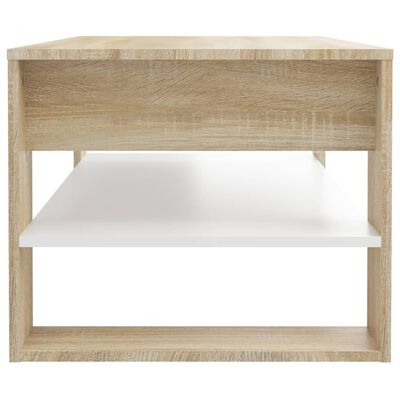 vidaXL Mesa de centro madera de ingeniería blanco y roble 102x55x45 cm