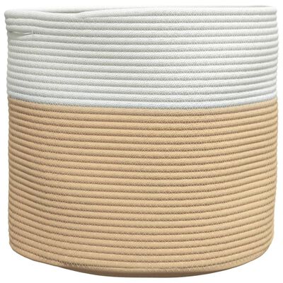 vidaXL Cesta de almacenaje algodón beige y blanco Ø40x35 cm