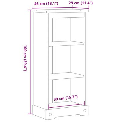 vidaXL Estantería Corona madera maciza de pino 46x29x100 cm