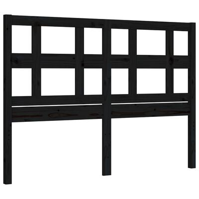 vidaXL Estructura de cama con cabecero madera maciza negro 140x200 cm